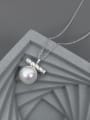 thumb 925 Sterling Silver Imitation Pearl Geometric Minimalist Necklace 2