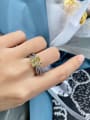 thumb 925 Sterling Silver High Carbon Diamond Yellow Geometric Luxury Ring 1