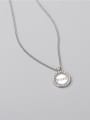 thumb 925 Sterling Silver Letter Minimalist Round Pendant Necklace 2