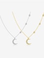 thumb 925 Sterling Silver Cubic Zirconia Moon Dainty Necklace 0