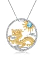 thumb 925 Sterling Silver Natural Stone Zodiac Dragon Luxury Necklace 0