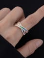 thumb 925 Sterling Silver Cubic Zirconia Cross Luxury Band Ring 1
