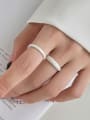 thumb 925 Sterling Silver Geometric Dainty Band Ring 1