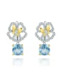 thumb 925 Sterling Silver Natural  Topaz Flower Luxury Drop Earring 0