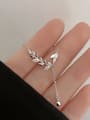 thumb 925 Sterling Silver Cubic Zirconia Wheatear Dainty Necklace 1