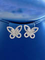 thumb 925 Sterling Silver Cubic Zirconia Hollow  Butterfly Earring 1
