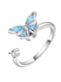 thumb 925 Sterling Silver Cubic Zirconia Butterfly Minimalist Band Ring 3
