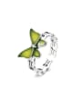 thumb 925 Sterling Silver Enamel Butterfly Vintage Band Ring 0