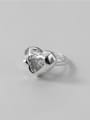 thumb 925 Sterling Silver Glass Stone Heart Vintage Band Ring 2