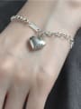 thumb 925 Sterling Silver Heart Minimalist Asymmetric chain  Link Bracelet 1