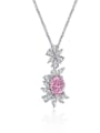 thumb 925 Sterling Silver High Carbon Diamond Flower Luxury Necklace 0