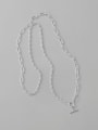 thumb 925 Sterling Silver Geometric Vintage Asymmetric chain Long Strand Necklace 0