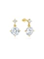 thumb 925 Sterling Silver Cubic Zirconia Geometric Minimalist Drop Earring 0