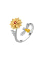 thumb 925 Sterling Silver Cubic Zirconia Flower Minimalist  Can Be Rotated  Band Ring 0
