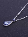 thumb 925 Sterling Silver Swiss Blue Topaz Water Drop Luxury Necklace 1
