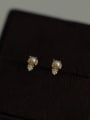 thumb 925 Sterling Silver Freshwater Pearl Geometric Dainty Stud Earring 3