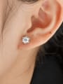 thumb 925 Sterling Silver High Carbon Diamond Hexagon Dainty Stud Earring 2