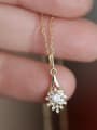 thumb 925 Sterling Silver Rhinestone Gold Flower Dainty Necklace 1