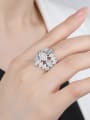 thumb 925 Sterling Silver Cubic Zirconia Flower Luxury Band Ring 1