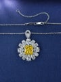thumb 925 Sterling Silver High Carbon Diamond Flower Luxury Necklace 1