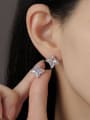 thumb 925 Sterling Silver High Carbon Diamond Flower Dainty Stud Earring 1