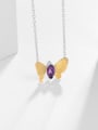 thumb 925 Sterling Silver Natural Stone Butterfly Minimalist Necklace 3