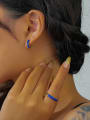 thumb 925 Sterling Silver Enamel Geometric Minimalist Huggie Earring 2