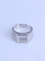thumb 925 Sterling Silver 18K White Gold Plated Geometric Ring Setting Stone size: 8*10mm 0