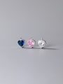 thumb 925 Silver Inlaid Colored Zirconium Heart Peach Charm 0