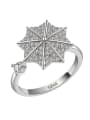 thumb 925 Sterling Silver Cubic Zirconia Rotate Flower Dainty Band Ring 3