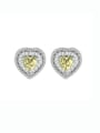 thumb 925 Sterling Silver Cubic Zirconia Heart Luxury Stud Earring 3