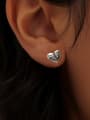 thumb 925 Sterling Silver Heart Vintage Stud Earring 1