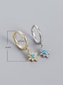 thumb 925 Sterling Silver Turquoise Star Vintage Huggie Earring 4