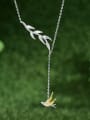 thumb 925 Sterling Silver willow warbler flower swallow irregular Artisan Lariat Necklace 1