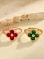 thumb 925 Sterling Silver Enamel Clover Dainty Band Ring 0