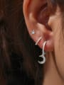 thumb 925 Sterling Silver Cubic Zirconia Moon Minimalist Huggie Earring 1