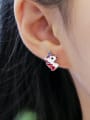 thumb 925 Sterling Silver Cubic Zirconia Enamel Heart Cute Stud Earring 3