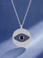 thumb 925 Sterling Silver Cubic Zirconia Evil Eye  Minimalist Round Pendant  Necklace 0