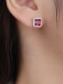 thumb 925 Sterling Silver Cubic Zirconia Square Luxury Cluster Earring 1