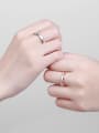 thumb 925 Sterling Silver Enamel Geometric Minimalist Couple Ring 1