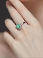 thumb 925 Sterling Silver High Carbon Diamond Green Flower Vintage Ring 1