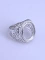 thumb 925 Sterling Silver 18K White Gold Plated Geometric Ring Setting Stone size: 11*17mm 1