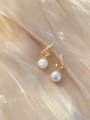 thumb 925 Sterling Silver Imitation Pearl White Ball Dainty Drop Earring 3
