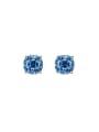 thumb 925 Sterling Silver High Carbon Diamond Square Luxury Stud Earring 1
