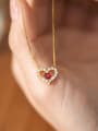 thumb 925 Sterling Silver Cubic Zirconia Red Heart Dainty Necklace 0