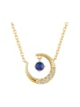 thumb 925 Sterling Silver Cubic Zirconia Blue Moon Dainty Necklace 0