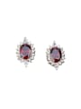 thumb 925 Sterling Silver Cubic Zirconia Red Flower Vintage Stud Earring 0