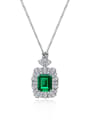 thumb 925 Sterling Silver High Carbon Diamond Green Geometric Luxury Necklace 0