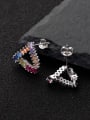 thumb 925 Sterling Silver Cubic Zirconia Triangle Dainty Stud Earring 3