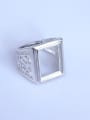 thumb 925 Sterling Silver 18K White Gold Plated Geometric Ring Setting Stone size: 12*16mm 2